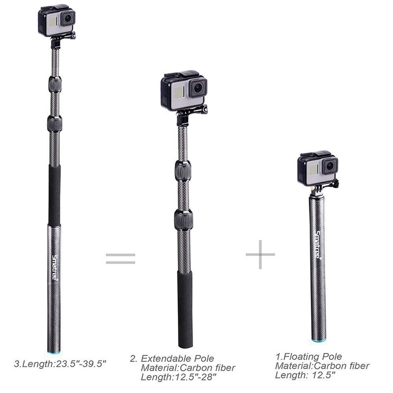 Smatree Carbon Fiber Detachable Extendable Floating Pole Selfie Stick Compatible for GoPro Hero 13/12/11/10/9/8/7/6/5/4/3 Plus/3/Session/GoPro MAX/AKASO EK7000,DJI OSMO Action 5 Pro /4/3/2 Camera - Image 2